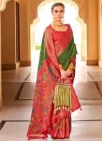 Pv Silk Green Festival Wear Printed Saree